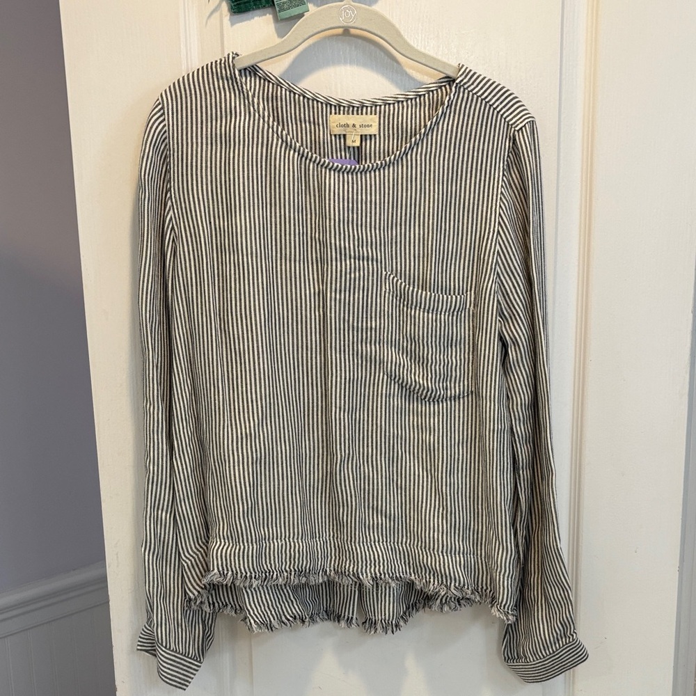 NWT Cloth & Stone Black and White Striped Top